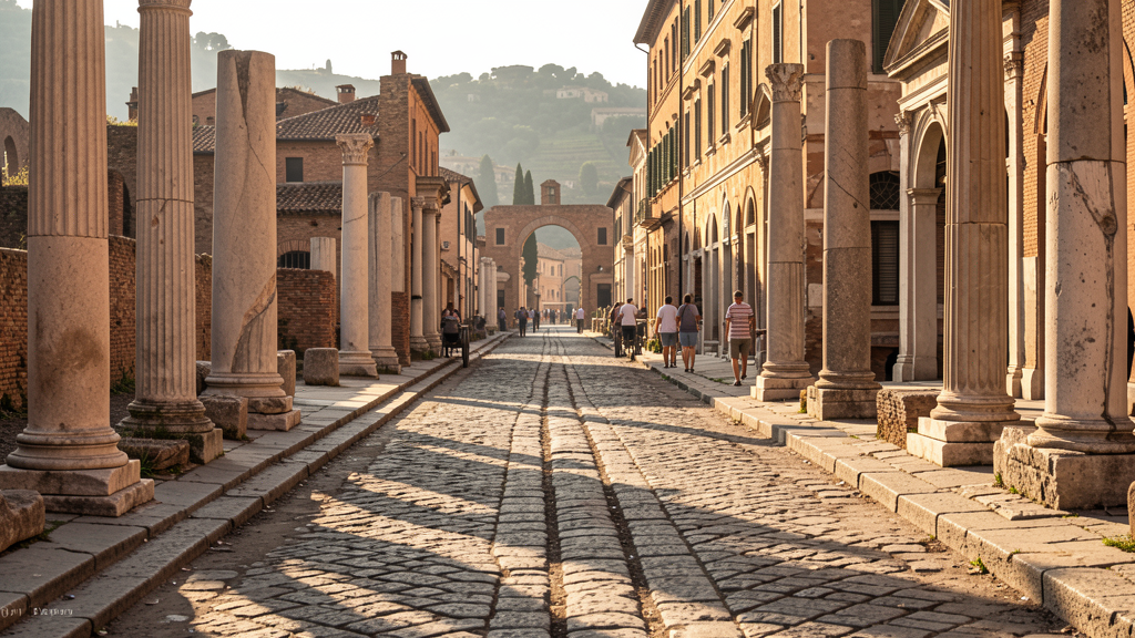 Pompeii street with ancient cart ruts