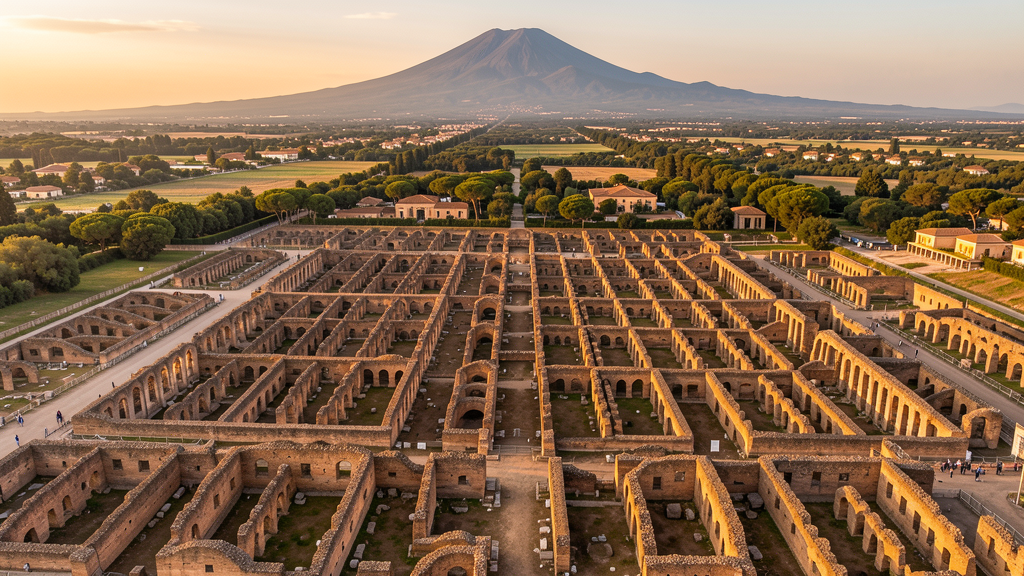 Aerial view of Pompeii archaeological site